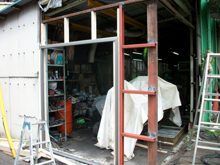 工場外壁 入口撤去 復旧 リフォーム