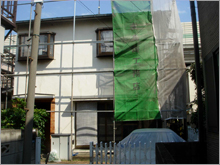 和風住宅 自然素材 住宅の鳥海工務店・２階建て住宅：大田区S様邸シート養生中